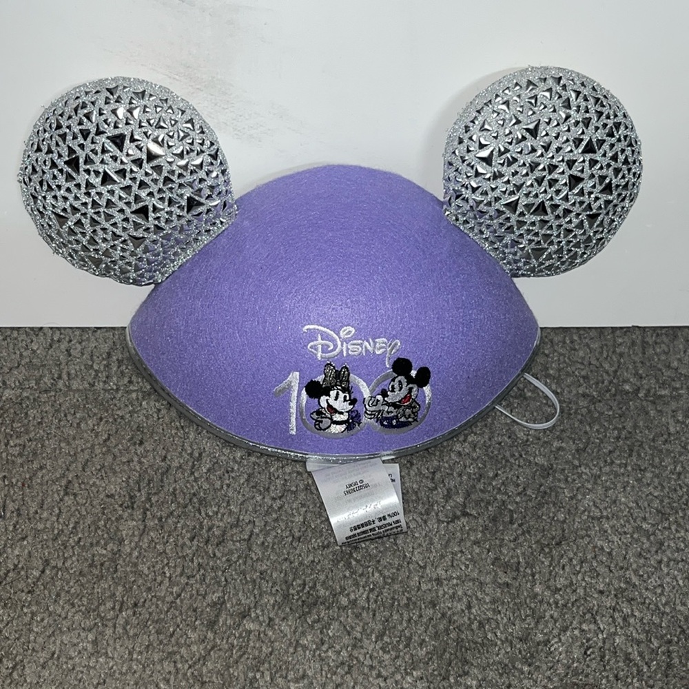 Disney Parks Silver and Purple Bling Glitter Mickey Ears Hat NWT
